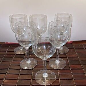 6 Princess House Heritage Pattern Sherry Glasses 6 Inches Tall 7oz